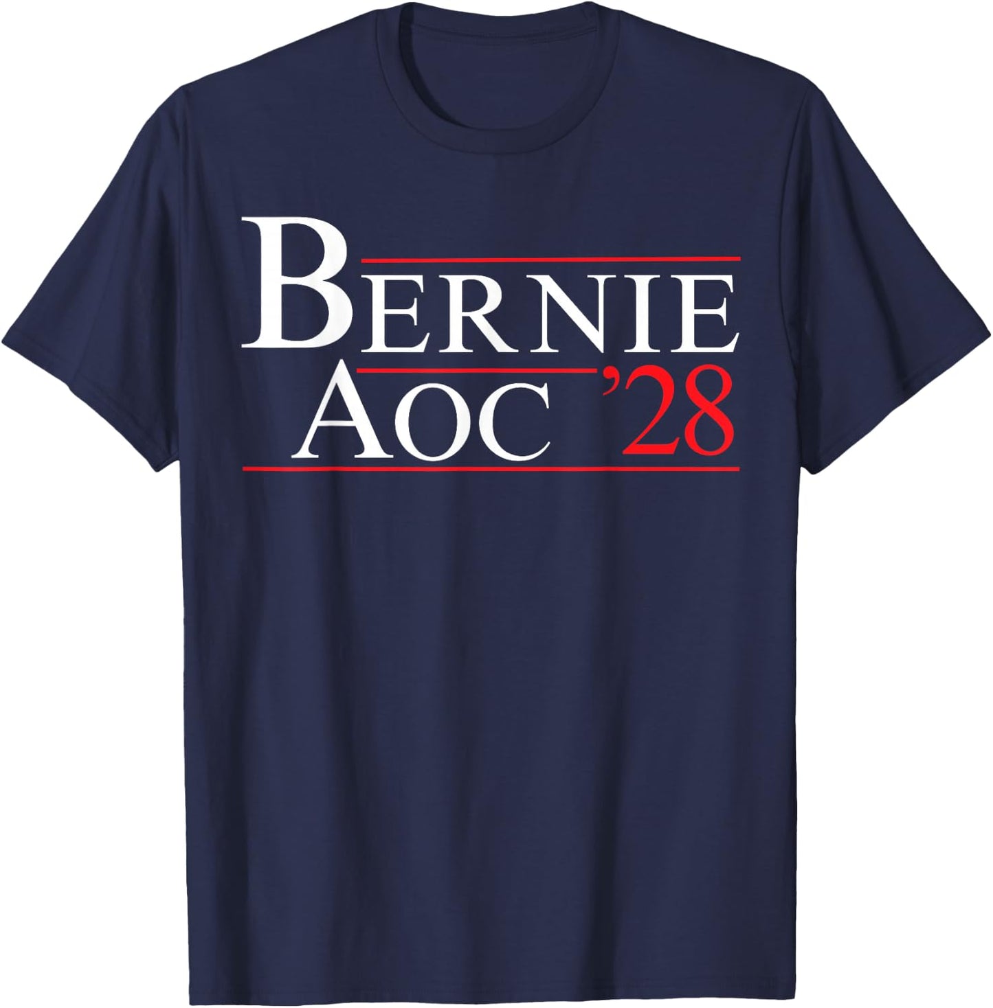 Bernie AOC 2028 Bernie Sanders Alexandria Cortez President T-Shirt - T-Shirt | Navy