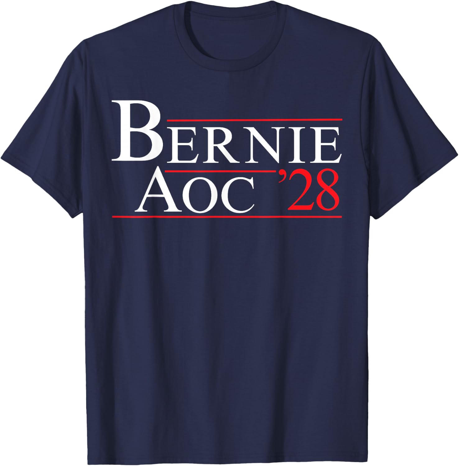 Bernie AOC 2028 Bernie Sanders Alexandria Cortez President T-Shirt - T-Shirt | Navy