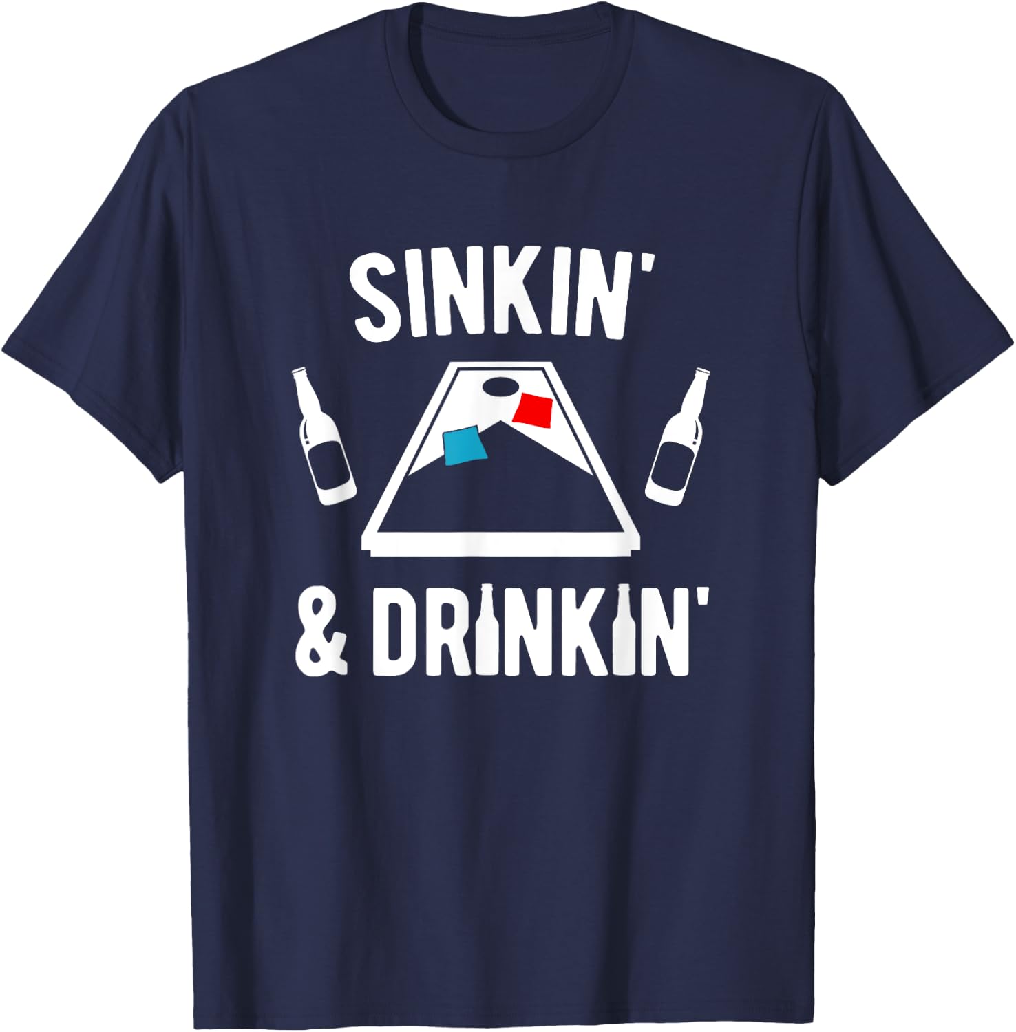 Sinkin' and Drinkin' Cornhole T-Shirt - T-Shirt | Navy