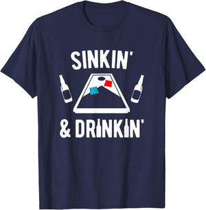 Sinkin' and Drinkin' Cornhole T-Shirt - T-Shirt | Navy