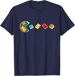 Funny Building Blocks Gamer Master Builder Brick Lover Kids T-Shirt - T-Shirt | Navy