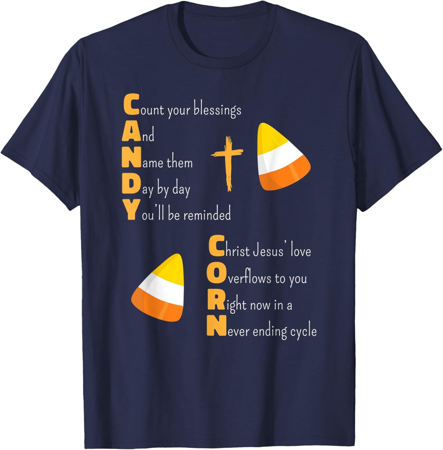 Christian Candy Corn Halloween Jesus Loves Boys Girls Kids T-Shirt - T-Shirt | Navy