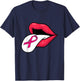 Pink Ribbon Tongue Out Breast Cancer Awareness Funny Lips T-Shirt - T-Shirt | Navy