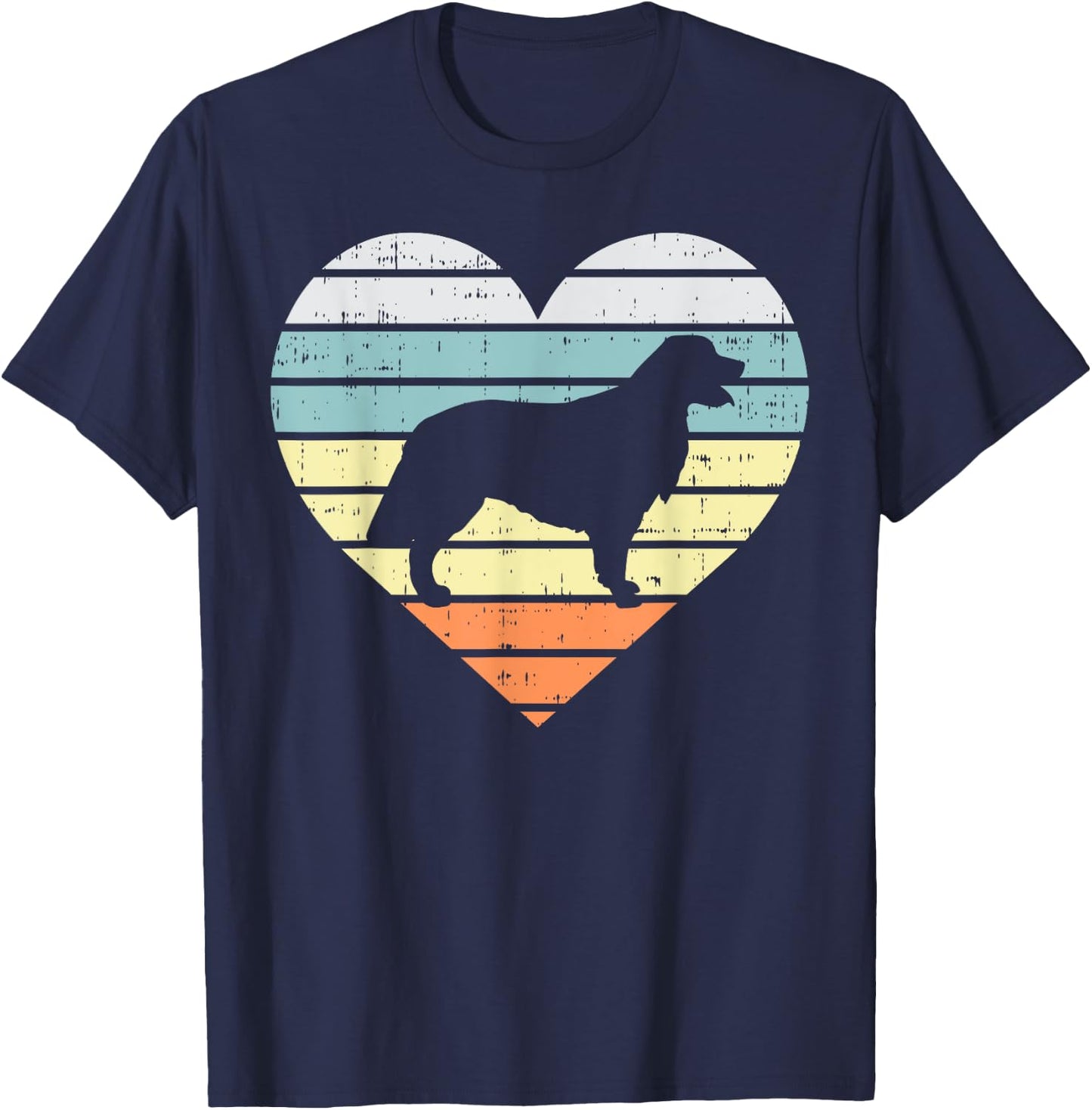 Golden Retriever Silhouette Heart Retro Dog Lover Women Gift T-Shirt - T-Shirt | Navy