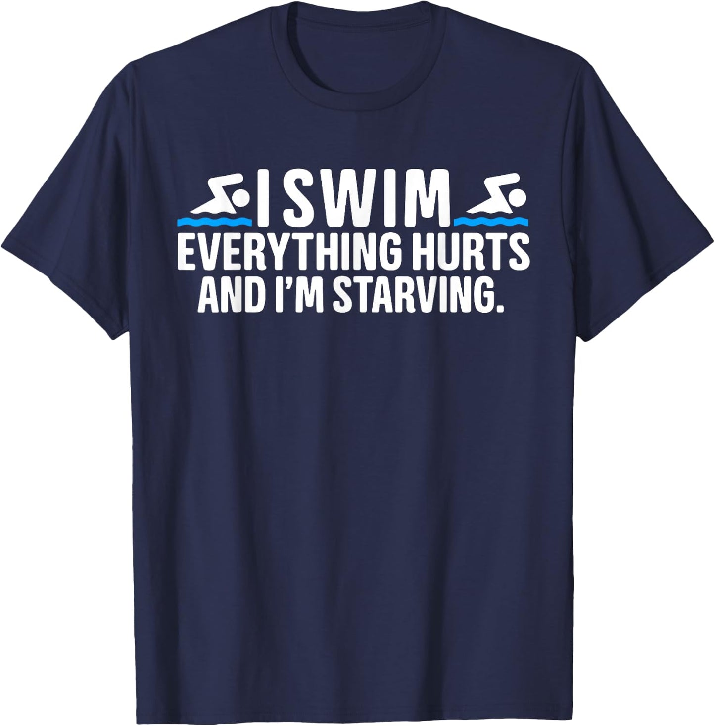 Funny Humor Swimming Swimmer Saying -Kids, Girls Black Small Modern Funny Swim Short Sleeve Swimming Sports T-Shirt - T-Shirt | Navy