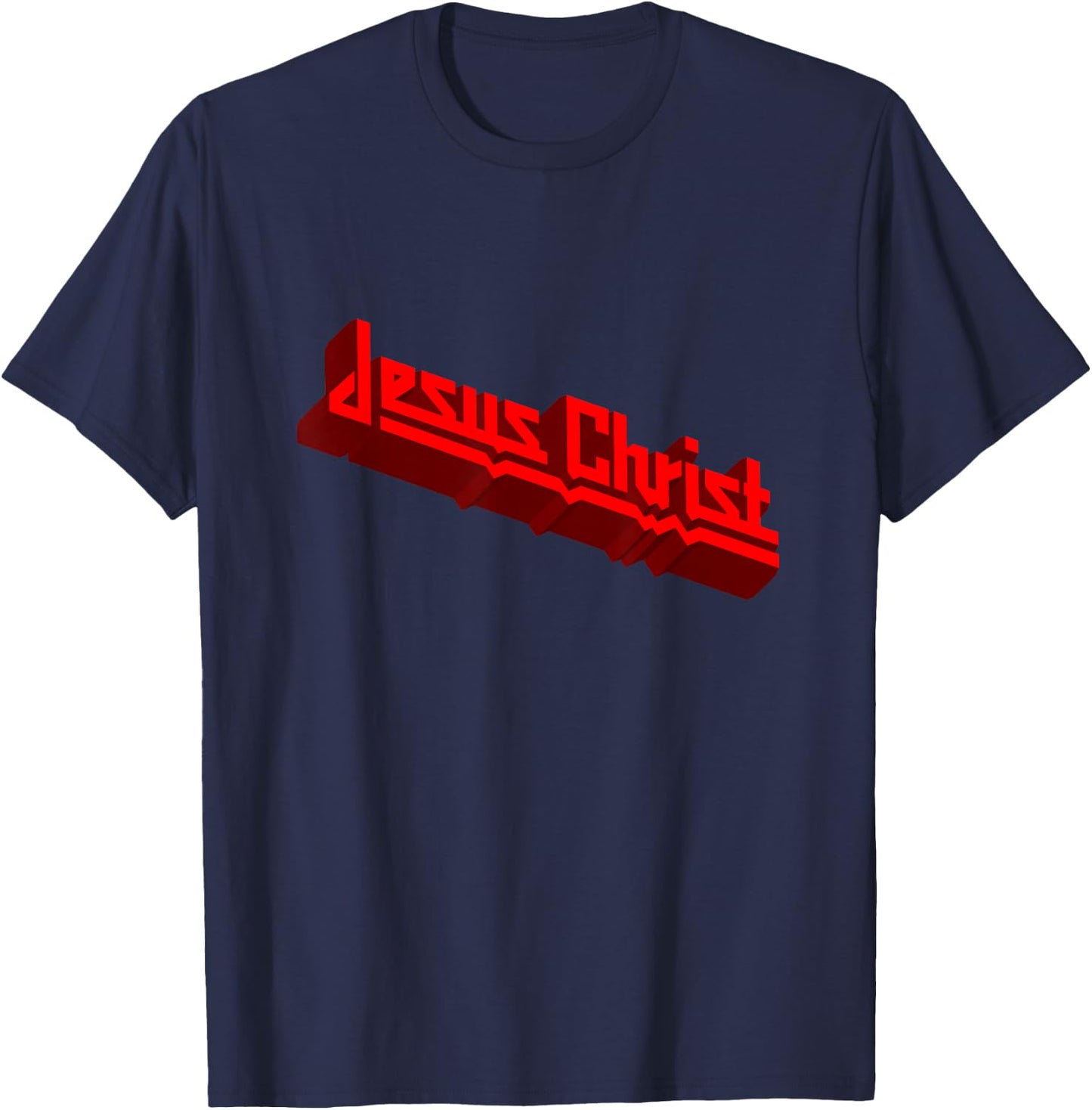 Heavy Metal Jesus Christ in the Judas Priest Style T-Shirt - T-Shirt | Navy