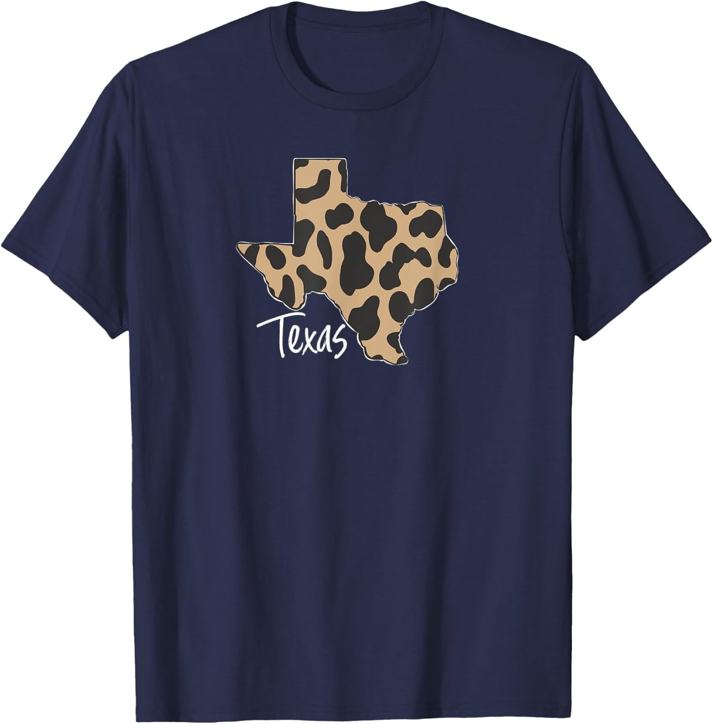 Home State of Texas Leopard Print Design T-Shirt - T-Shirt | Navy