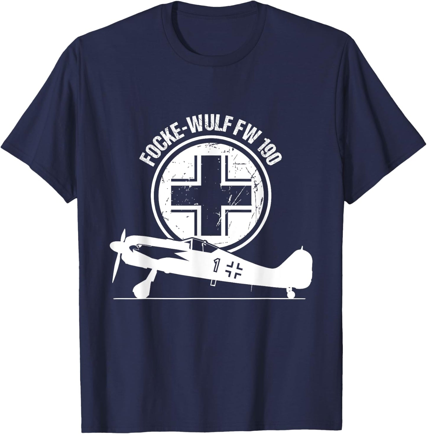 Focke Wulf FW 190 Luftwaffe Warbird Fighter Aircraft Gift T-Shirt - T-Shirt | Navy