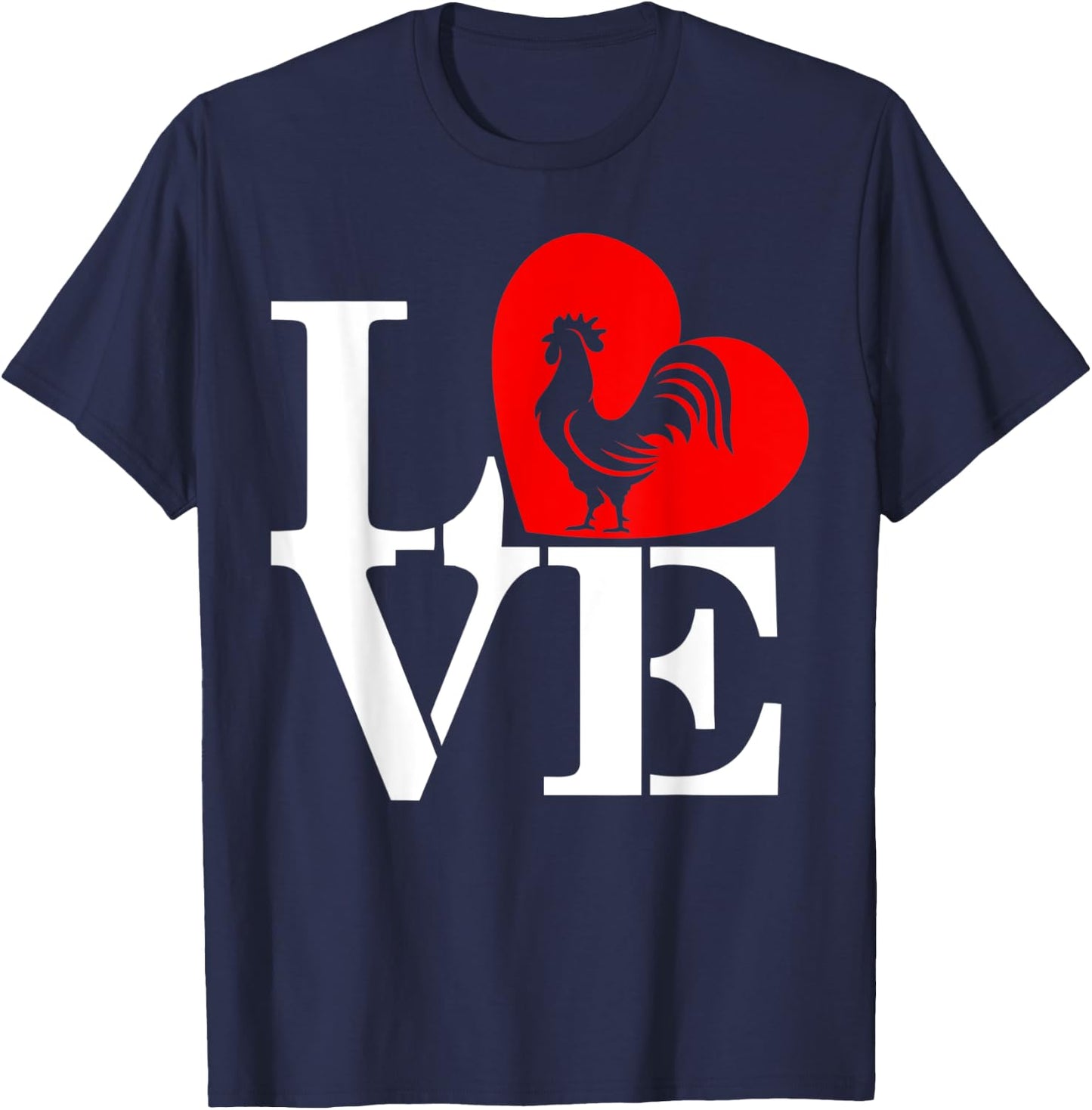Love Heart Cock Rooster Lover I Love Roosters T-Shirt - T-Shirt | Navy