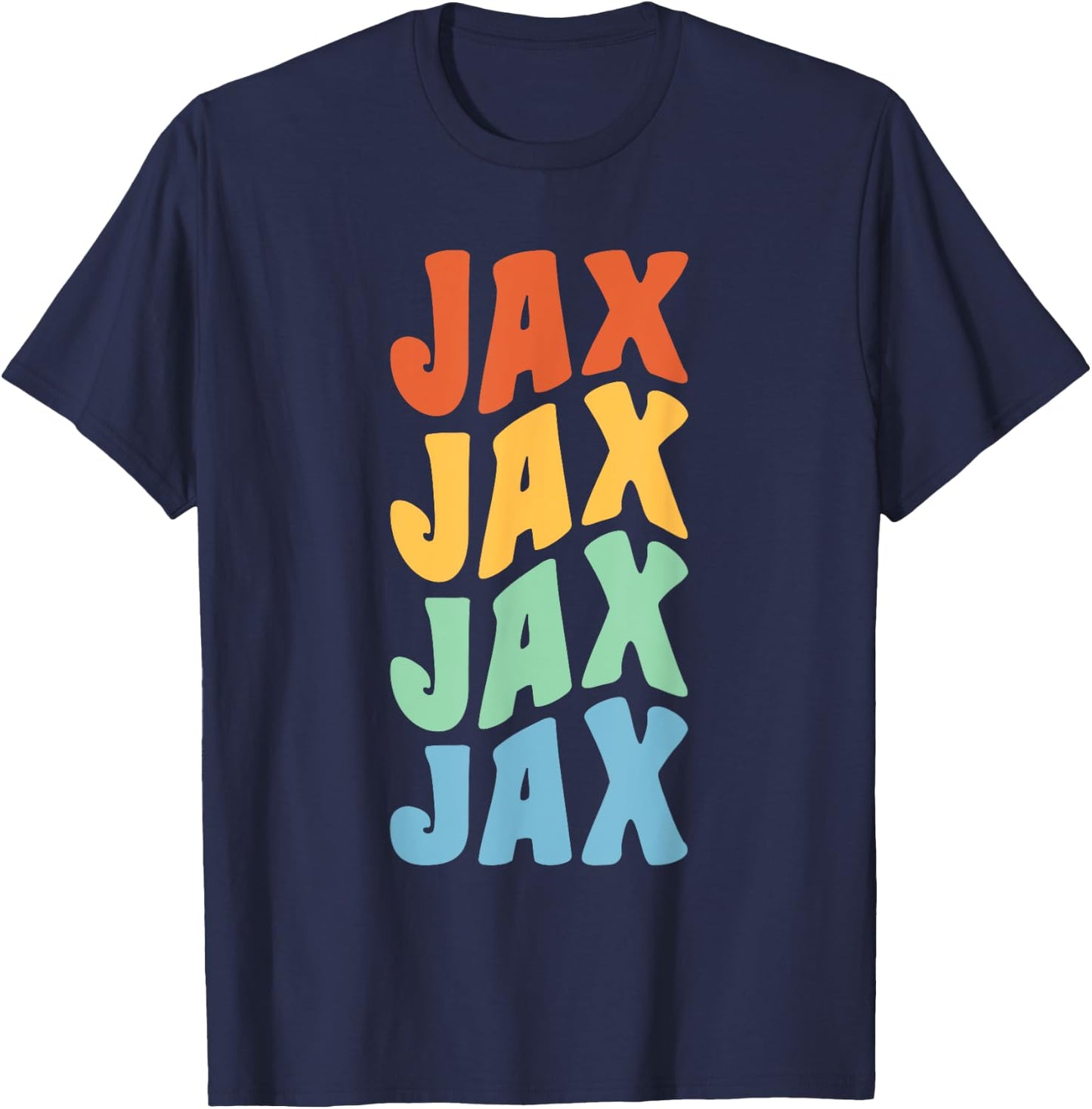 Jax First Name Retro Groovy Personalized T-Shirt - T-Shirt | Navy