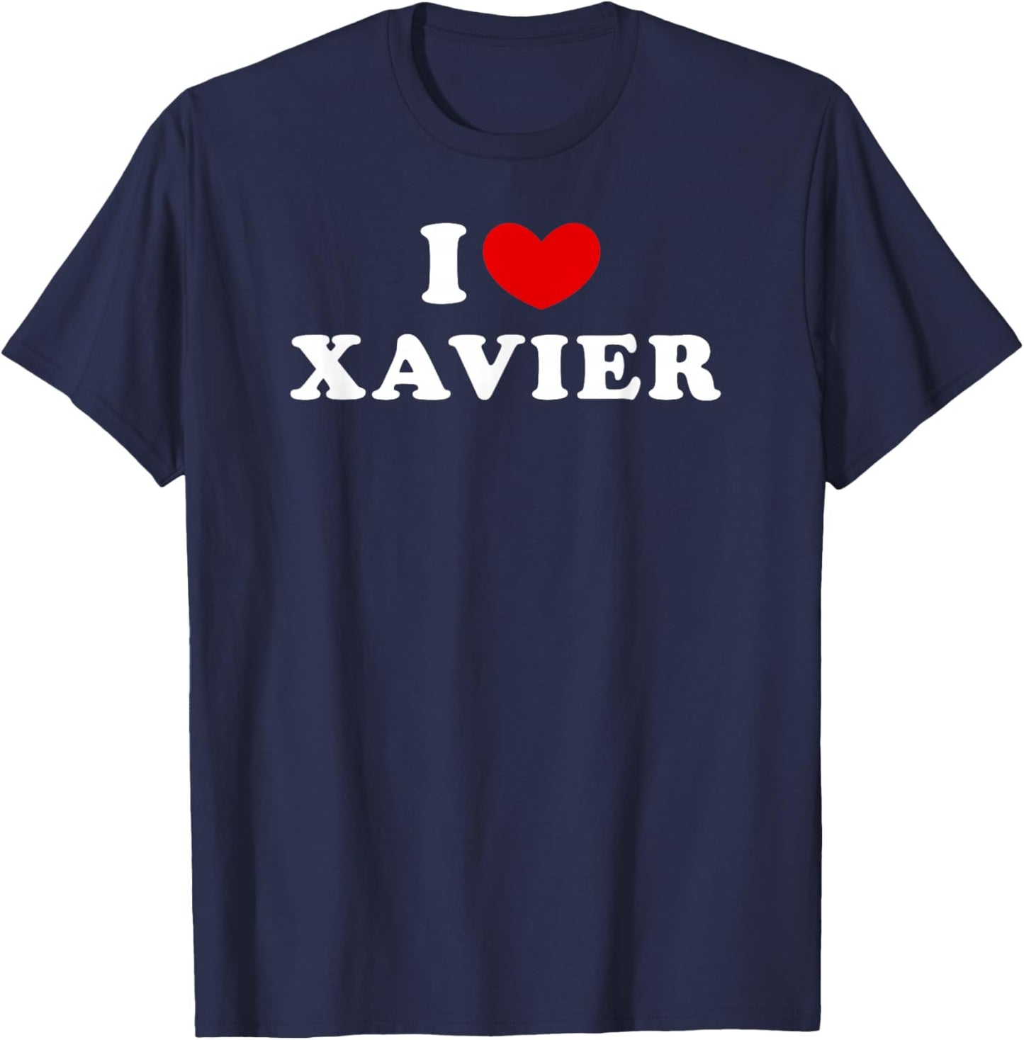 I Love Xavier, J'Aime Xavier , Black, S T-Shirt - T-Shirt | Navy