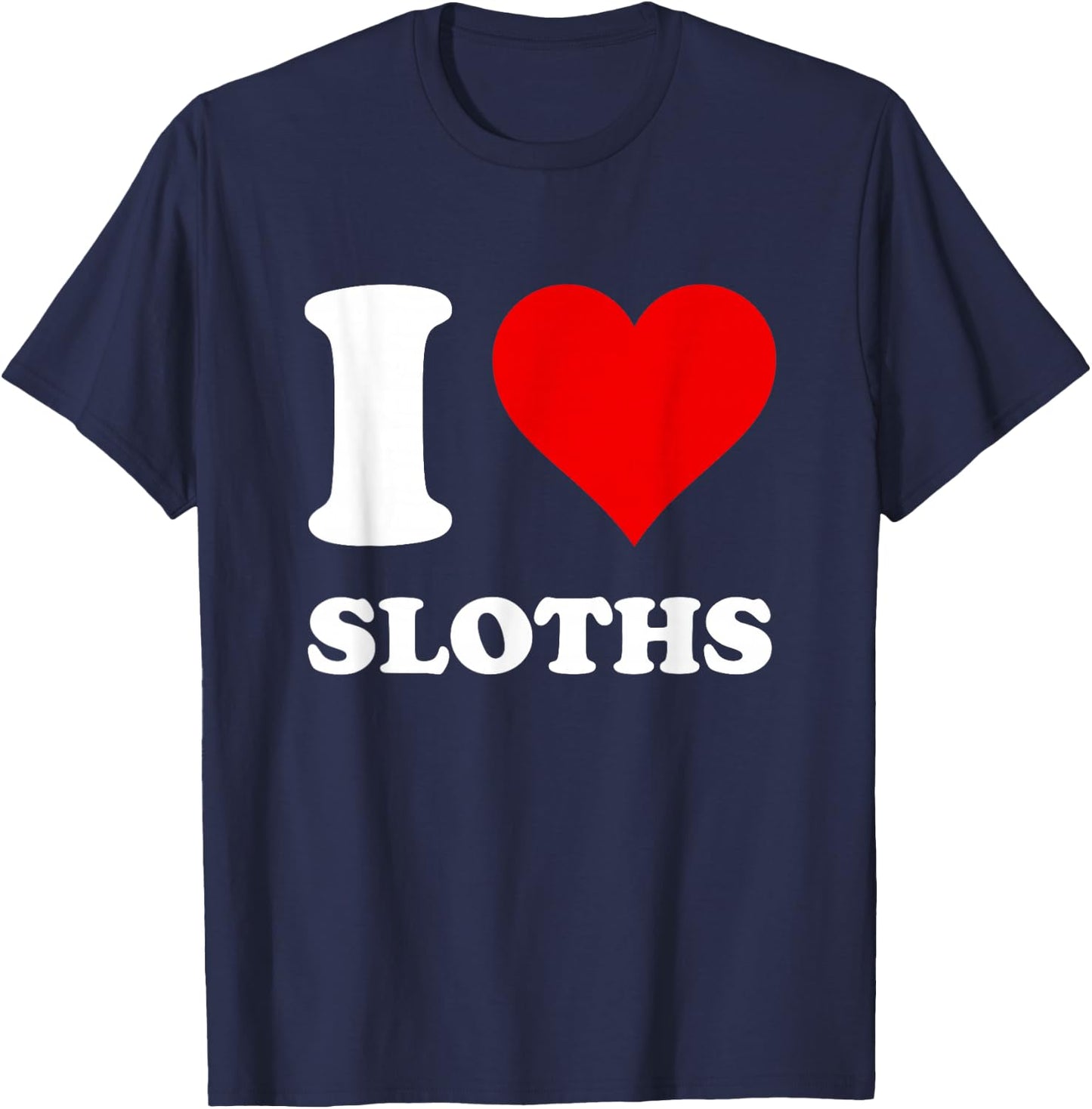 Red Heart I Love Sloths T-Shirt - T-Shirt | Navy