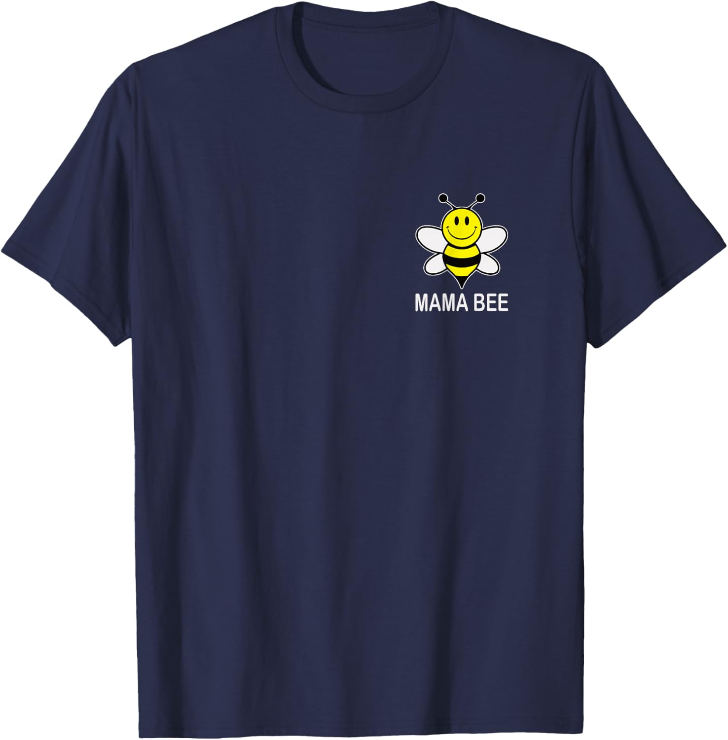Mama Bee Family Matching Cute Funny Yellow Smile Face Bee T-Shirt - T-Shirt | Navy