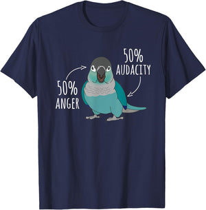 50% anger 50% audacity Turquoise Conure Anatomy Birb Memes T-Shirt - T-Shirt | Navy