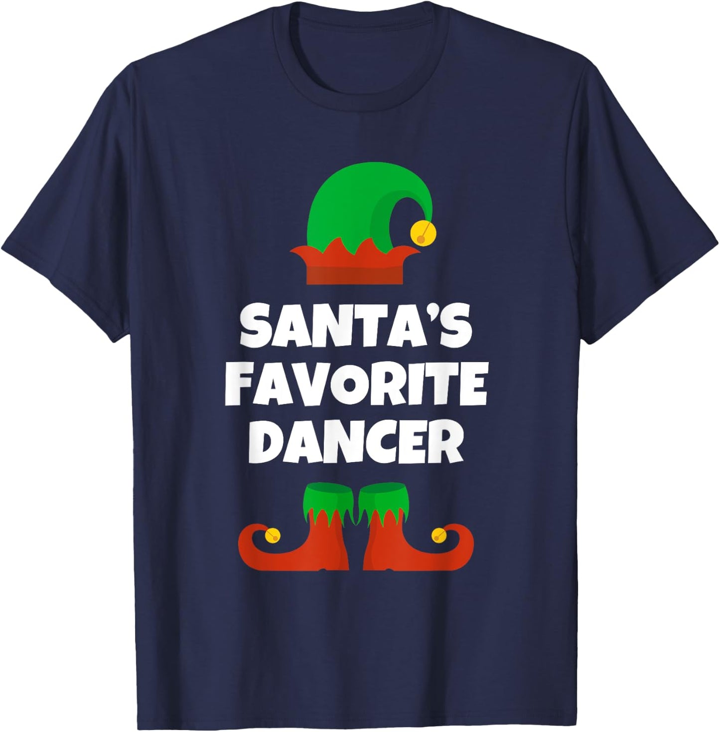 Santas Favorite Dancer Hat Christmas Funny Pj Dancing Dance T-Shirt - T-Shirt | Navy