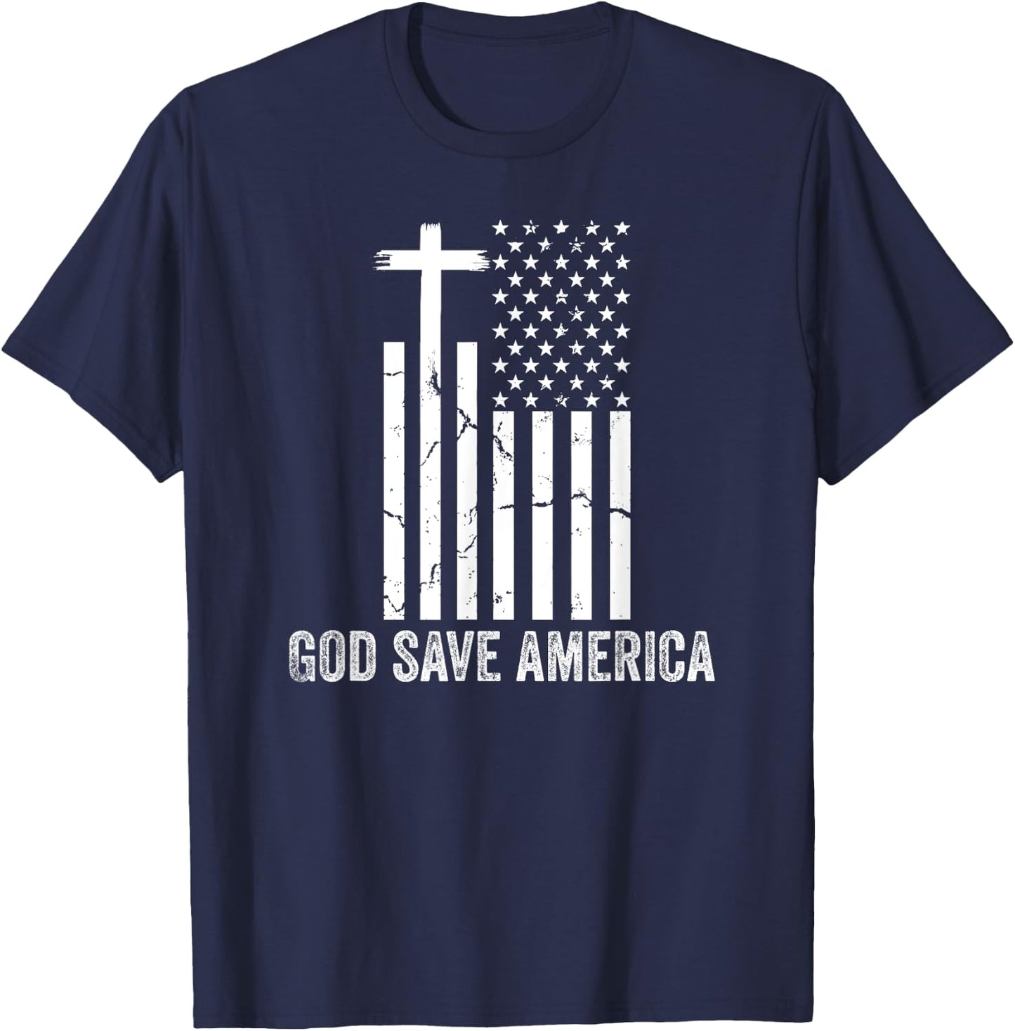 God Save America Sign,God American Flag Jesus Save America T-Shirt - T-Shirt | Navy