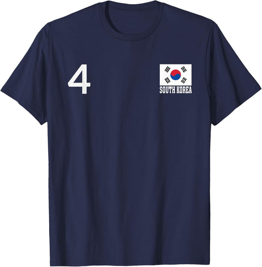 South Korea Number 4 National Flag Country Heritage T-Shirt - T-Shirt | Navy