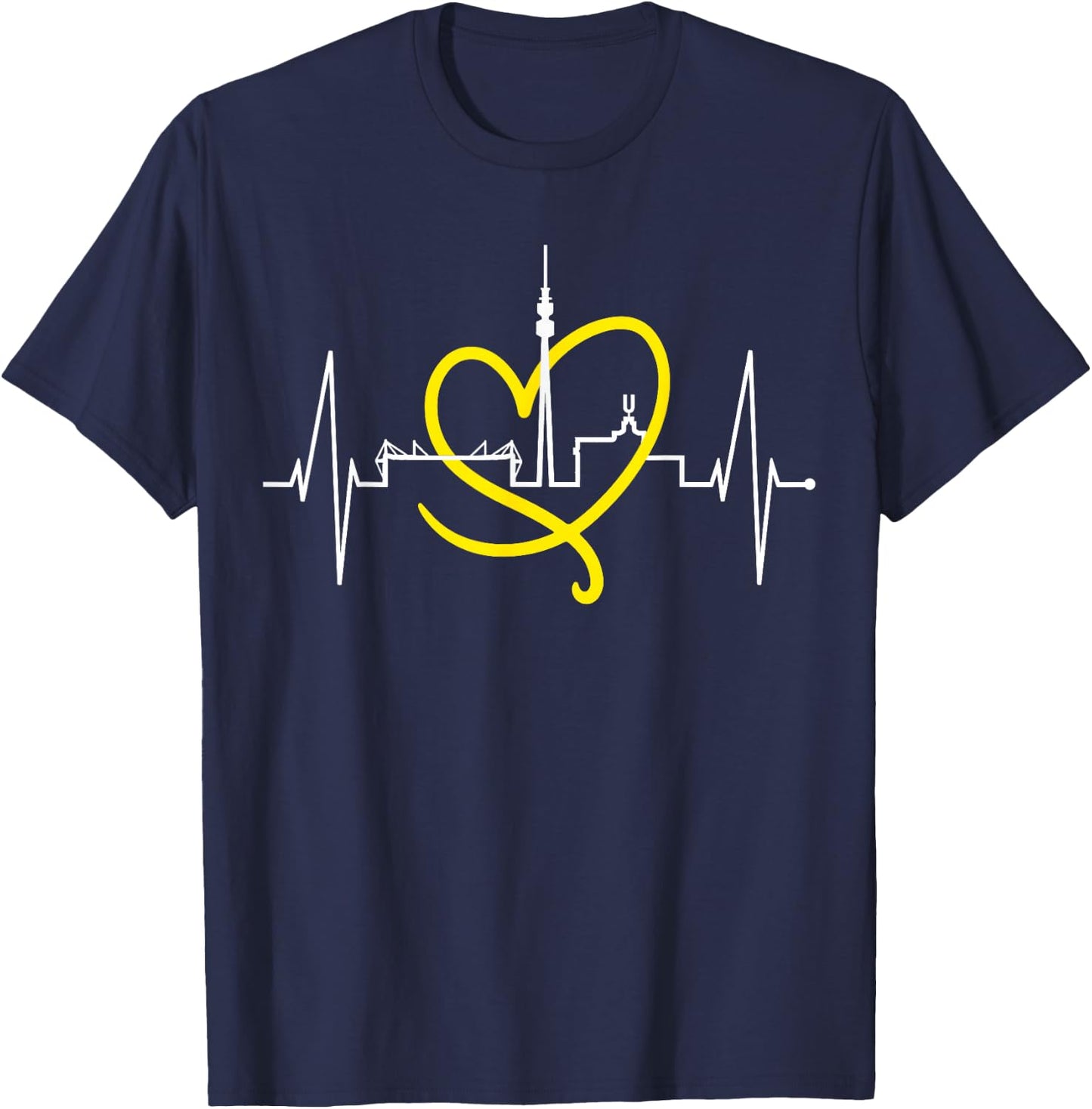 Dortmund Heartbeat Skyline Puls Ruhrpott Stadion Dortmunder , black T-Shirt - T-Shirt | Navy