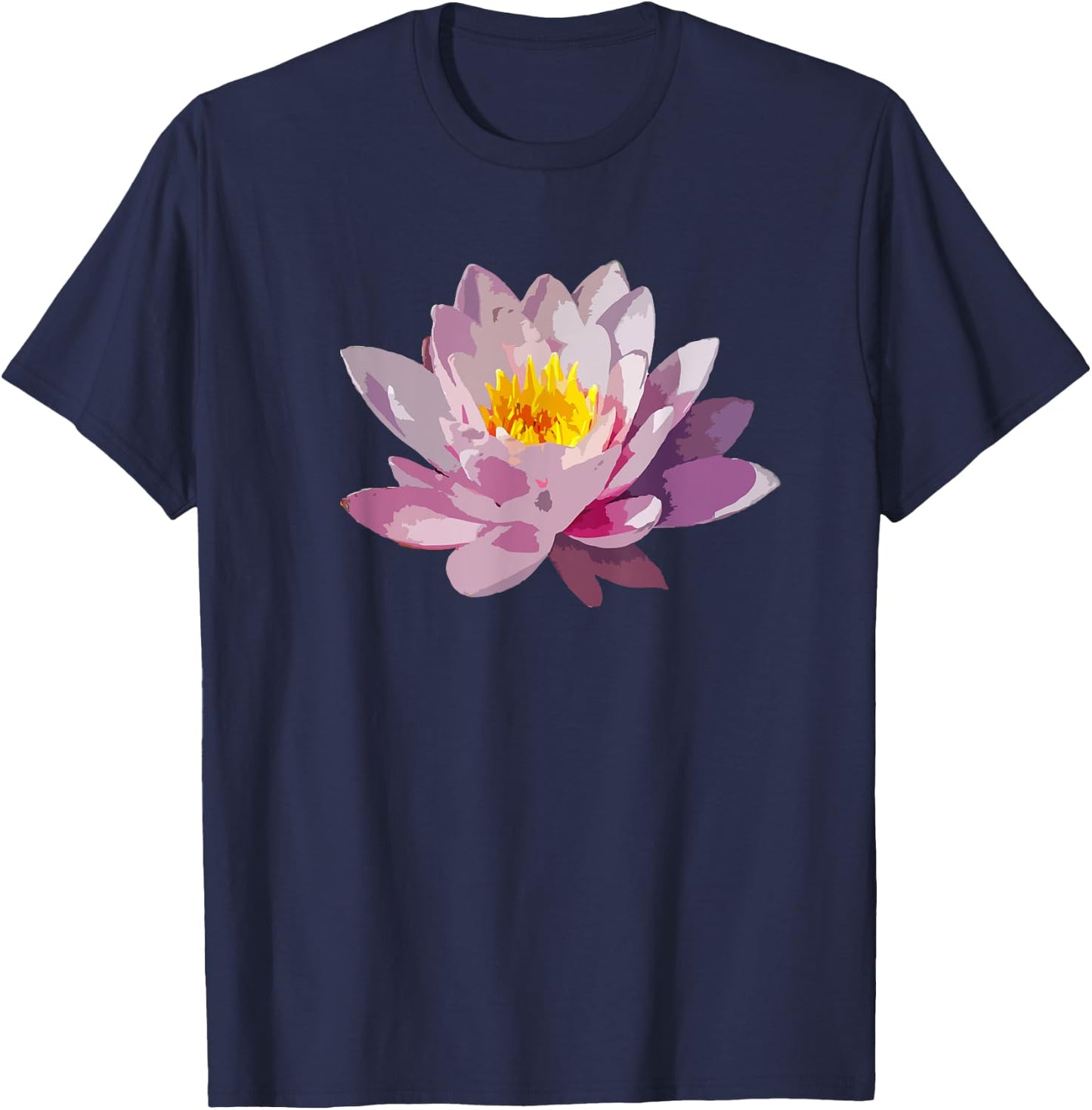Flower Water Lily Pink Gardener Feminine Yoga Lotus Gift T-Shirt - T-Shirt | Navy