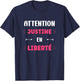 Attention Justine in Freedom Name Quote Funny Justine , Black, Female X-Small T-Shirt - T-Shirt | Navy