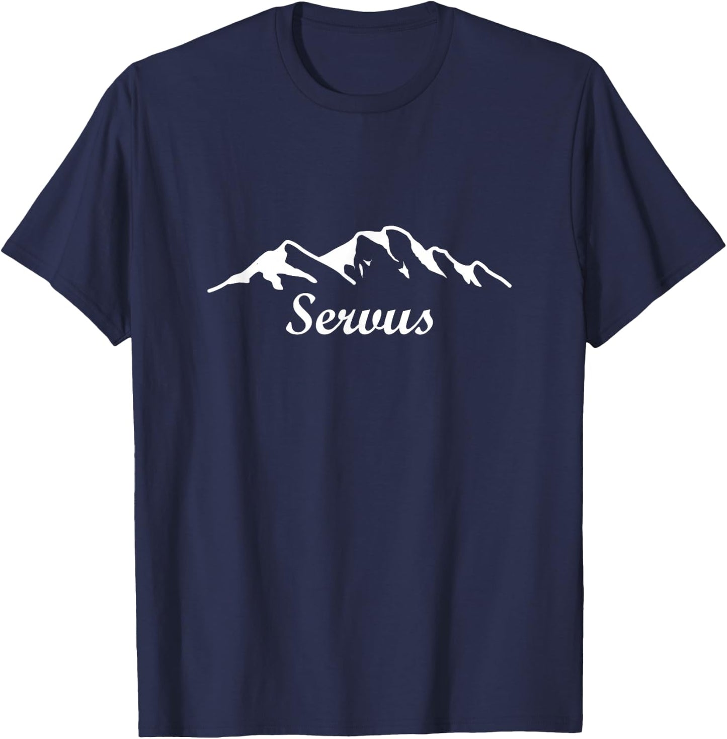 Mountain Design Servus Heartbeat for Mountains Mountain Greeting Hiking T-Shirt - T-Shirt | Navy
