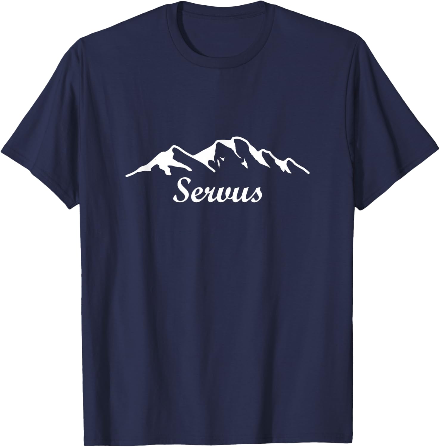 Mountain Design Servus Heartbeat for Mountains Mountain Greeting Hiking T-Shirt - T-Shirt | Navy
