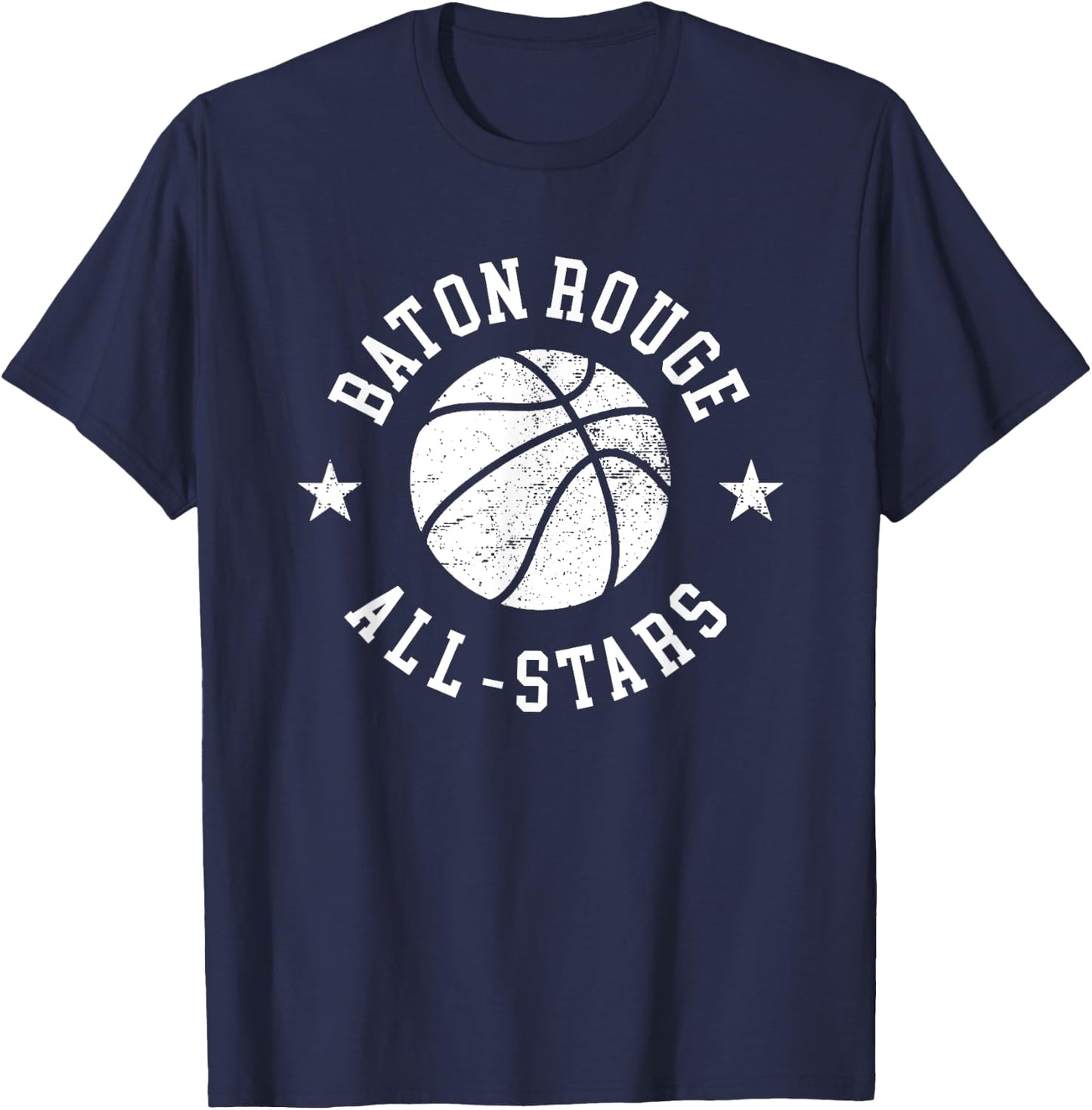 Baton Rouge Vintage All-Stars Retro 80s Basketball T-Shirt - T-Shirt | Navy
