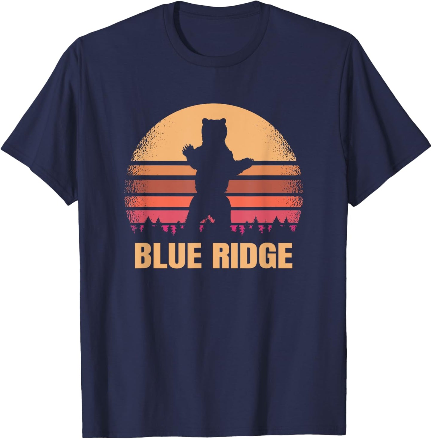 Blue Ridge Georgia Vintage Bear Distressed 70s 80s GA Sunset T-Shirt - T-Shirt | Navy