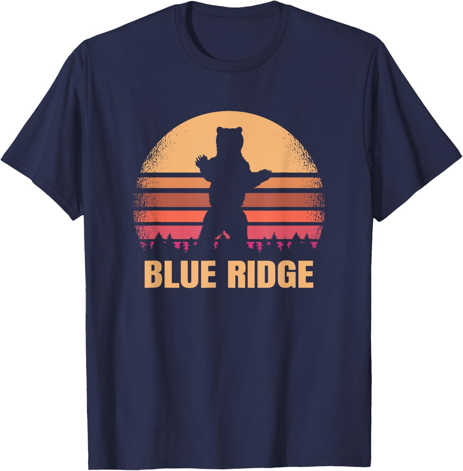 Blue Ridge Georgia Vintage Bear Distressed 70s 80s GA Sunset T-Shirt - T-Shirt | Navy