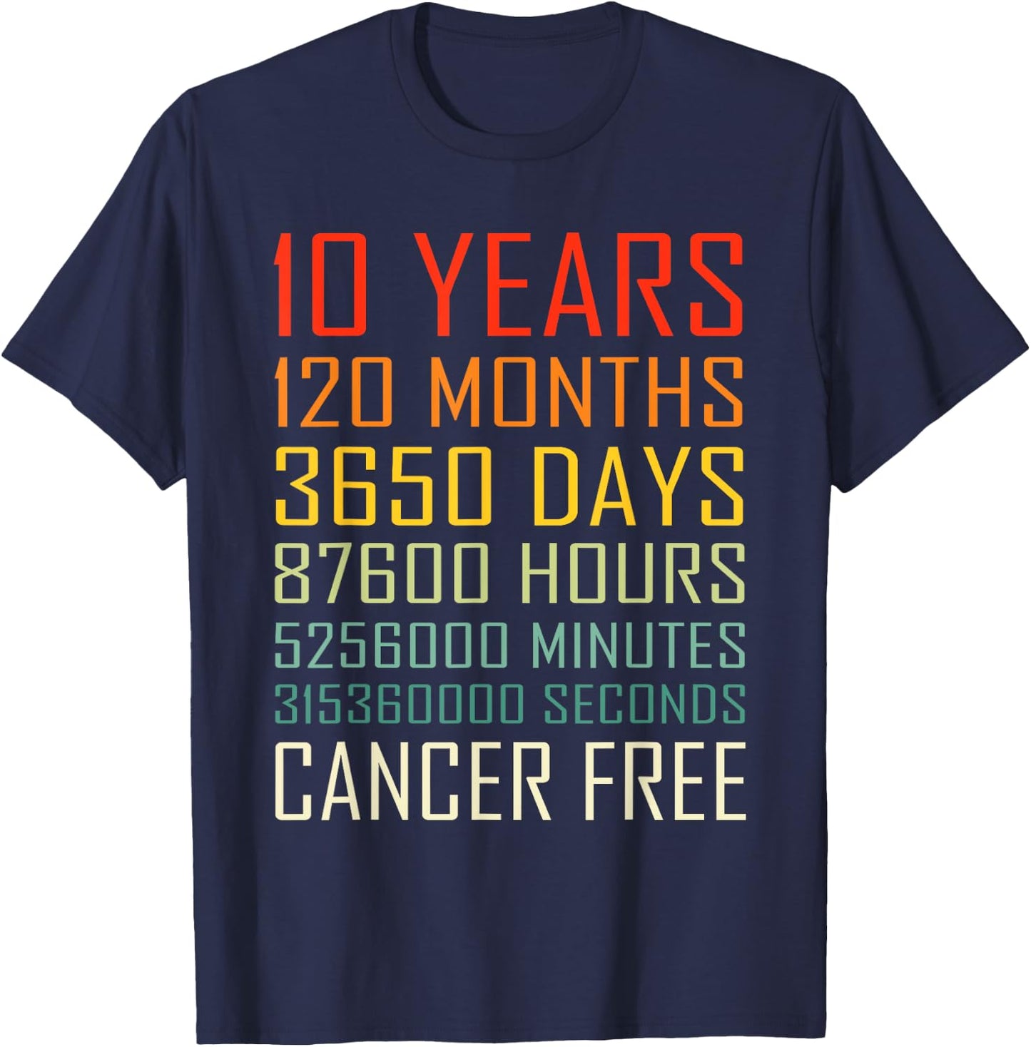 Vintage Cancer Awareness Vintage 10 Years Cancer Free T-Shirt - T-Shirt | Navy