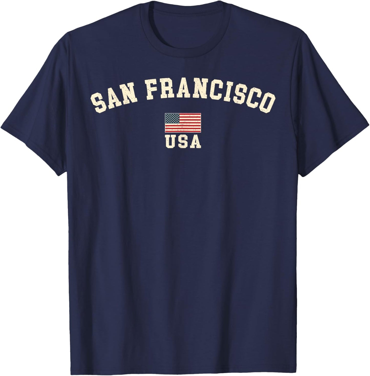 Vintage San Francisco USA Flag Souvenir Retro T-Shirt - T-Shirt | Navy