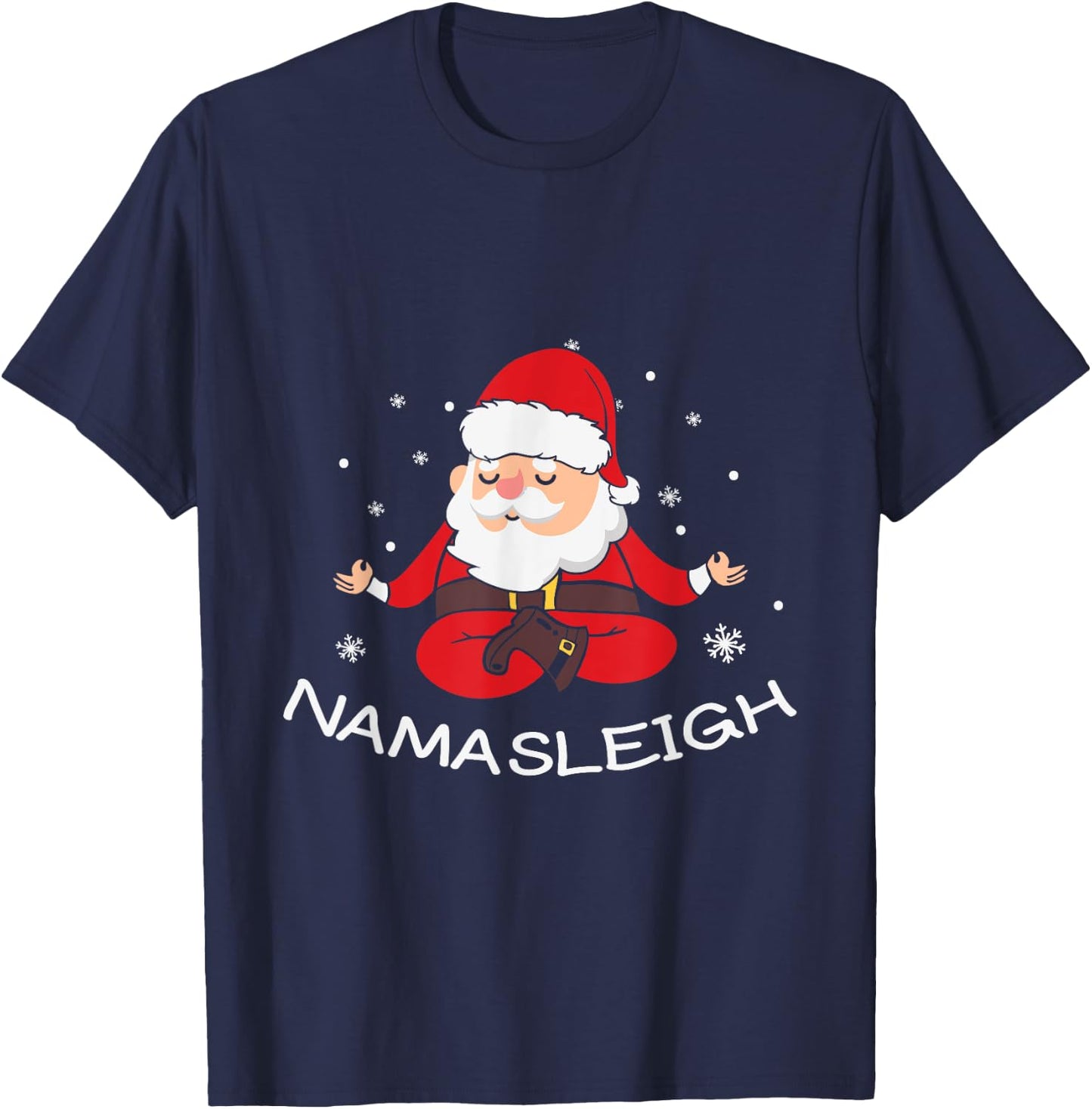 Nama-sleigh Namasleigh Funny Santa Yoga Christmas Lotus Pose T-Shirt - T-Shirt | Navy
