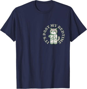 It's Past My Bedtime Cat Annoyed Sleepy Tired Napping Humor Men Women T-Shirt - T-Shirt | Navy
