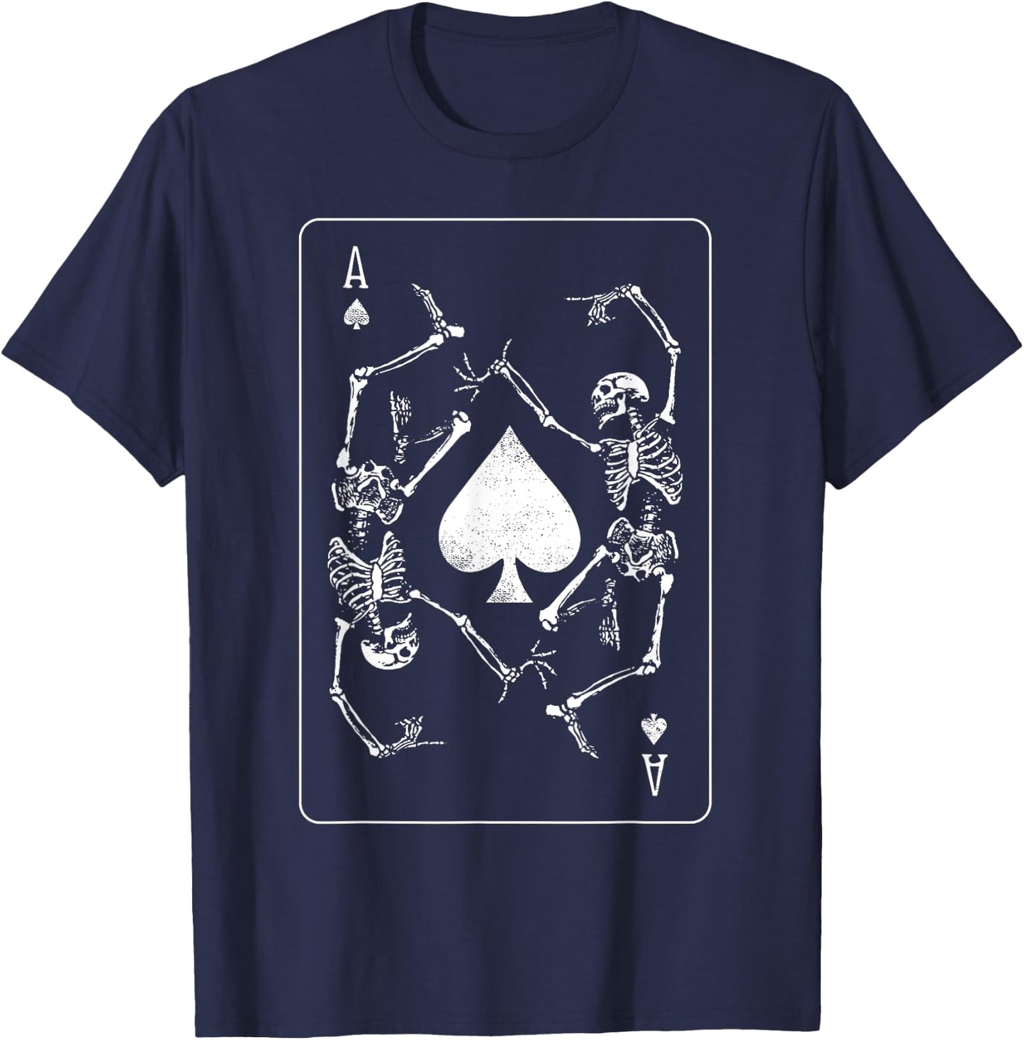 Ace Of Spades Skeleton Skull Death Dealer Gambler Card Shark T-Shirt - T-Shirt | Navy
