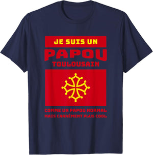 Papou Toulousain Gift Grand-Père Toulouse , Black, S T-Shirt - T-Shirt | Navy