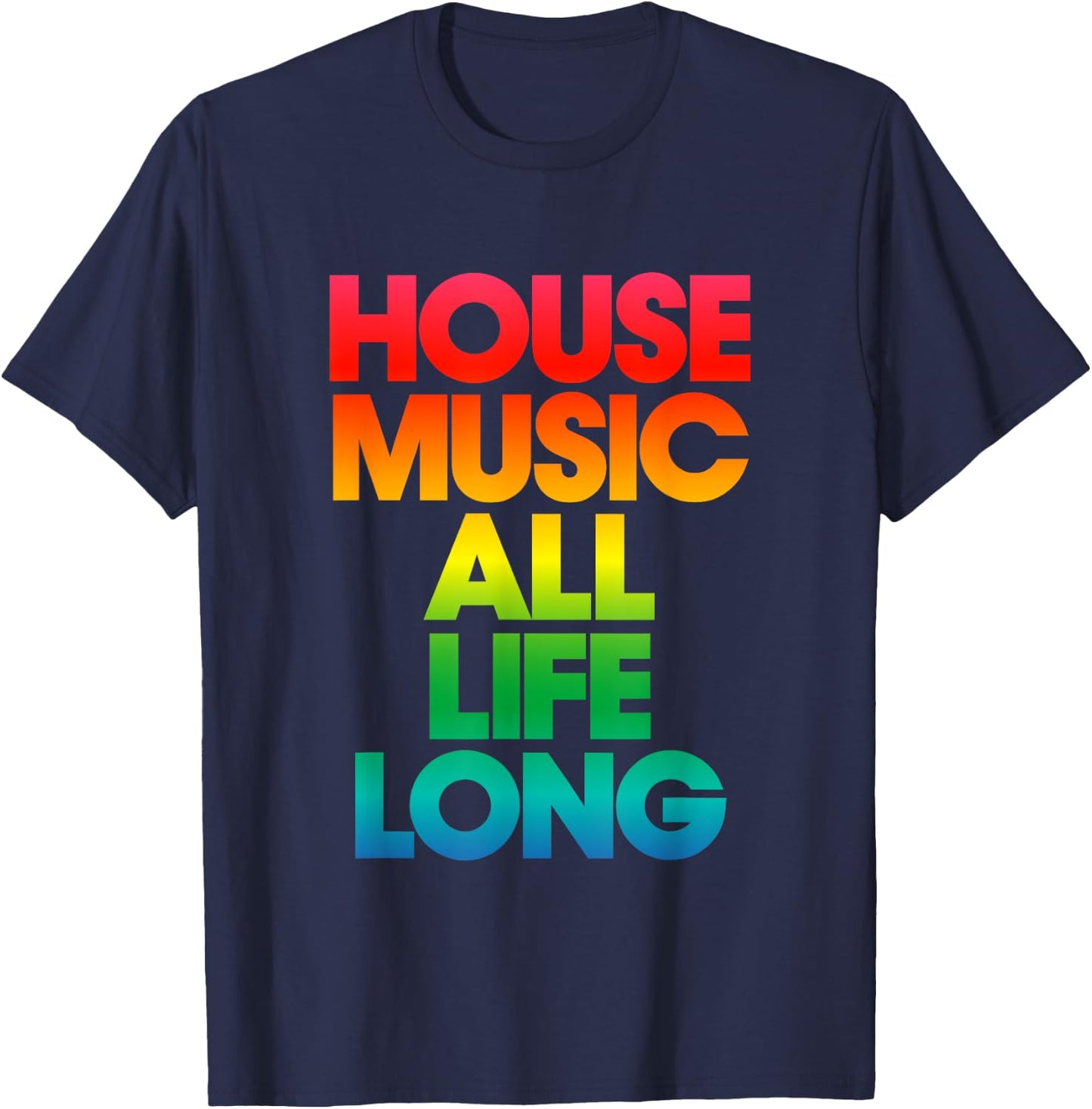 Defected House Music All Life Long Rainbow Print T-Shirt - T-Shirt | Navy