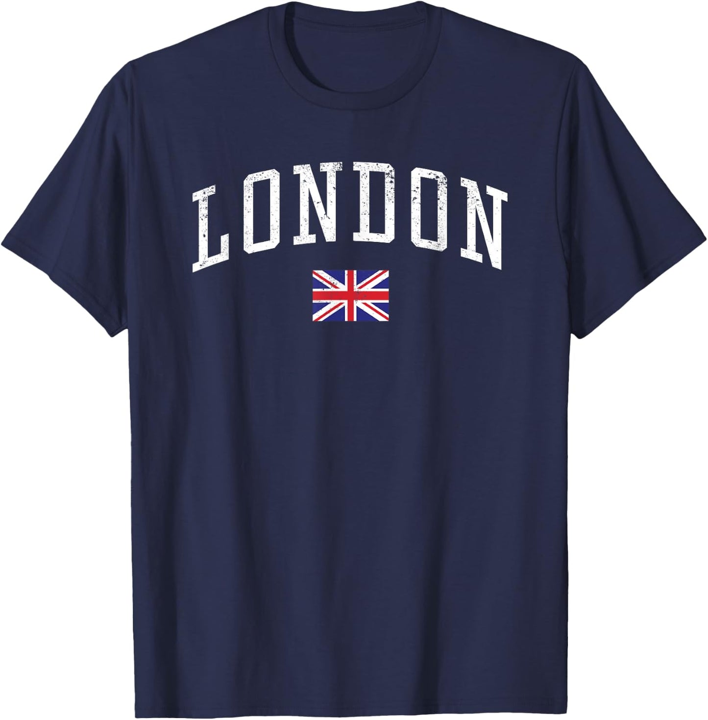 Vintage London England Country Flag Souvenir Vacation T-Shirt - T-Shirt | Navy