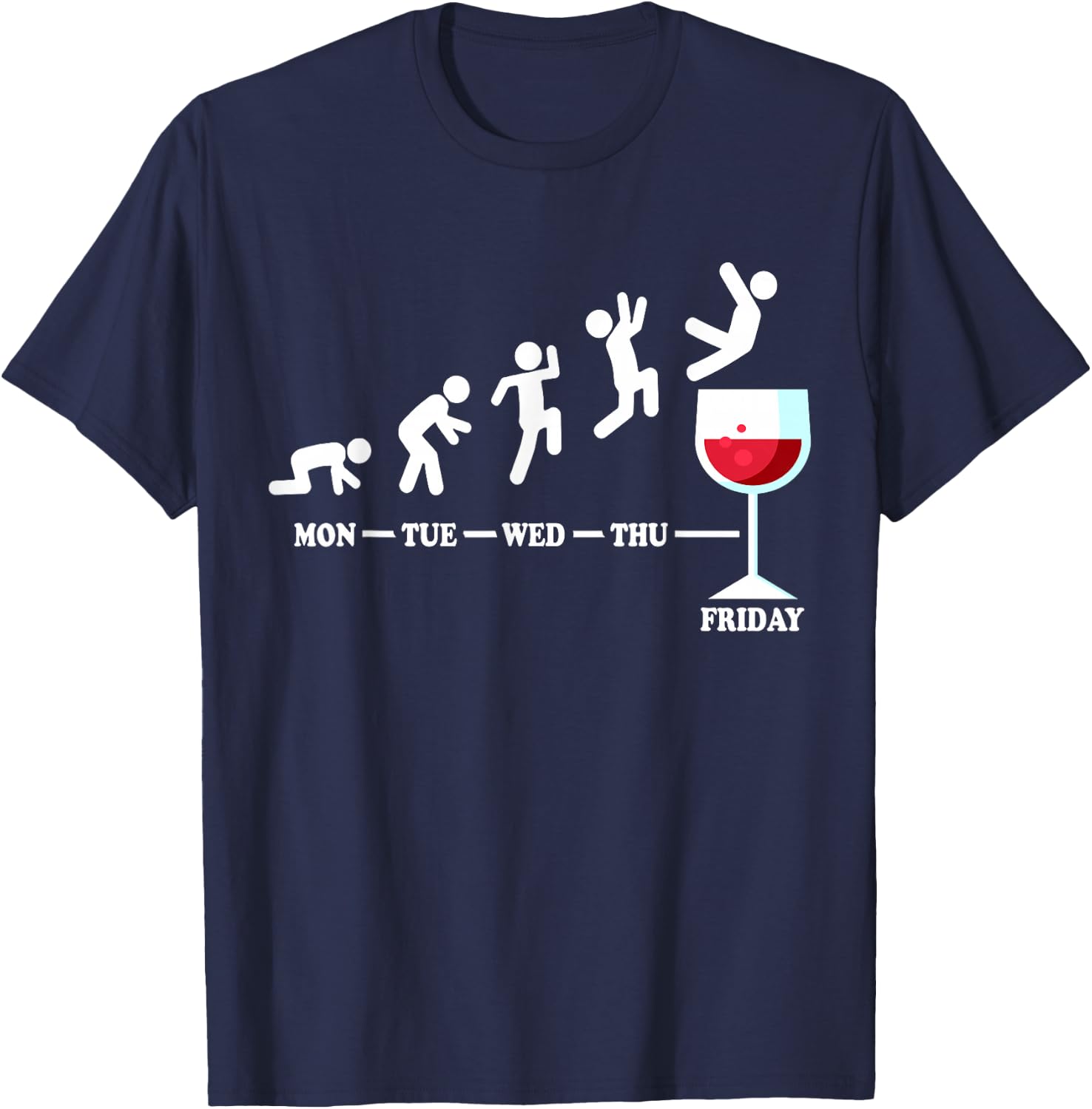 Wine Friday Weekend Week Red Wine Fridays Funny Wine Lover T-Shirt - T-Shirt | Navy