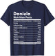 That's My Name Co. Daniela Daniela Nutrition Facts Funny Personalized Name Daniela Black Cotton Polyester Modern Letter Print Short Sleeve Classic Fit Pull On T-Shirt - T-Shirt | Navy