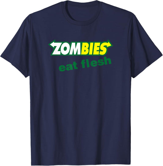Funny Zombies Eat Flesh Scary Food Halloween Costume T Shirt T-Shirt - T-Shirt | Navy
