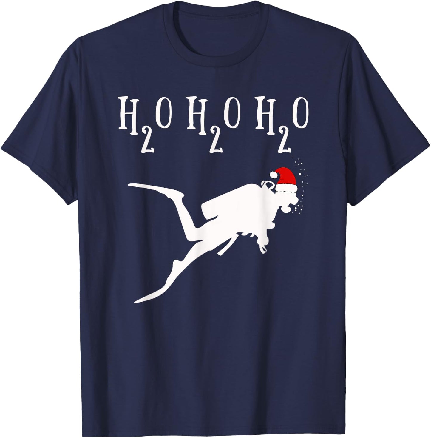 Funny Christmas Diving H2O H2O H2O Pun Scuba T-Shirt - T-Shirt | Navy