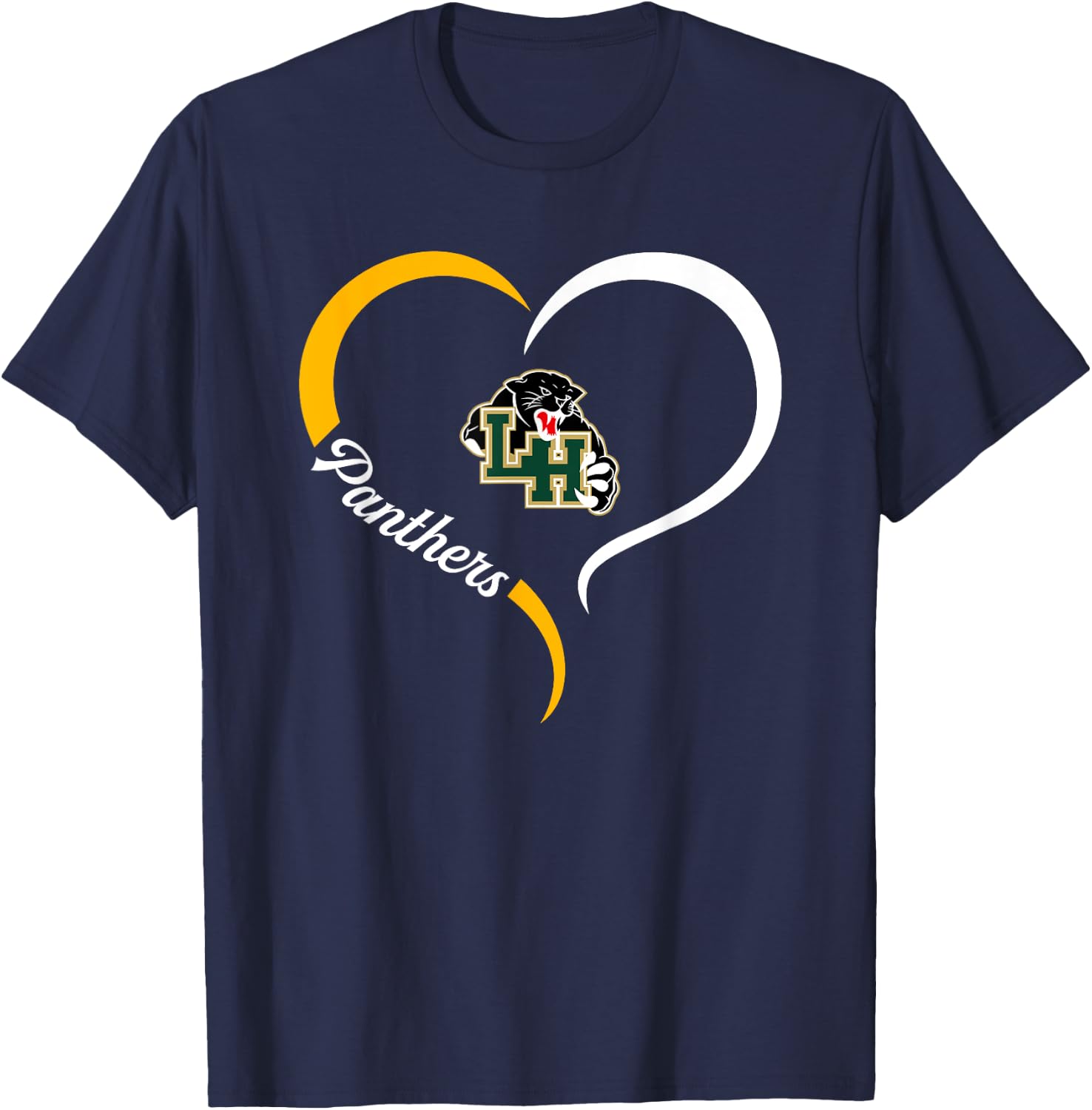 Langston Hughes Panthers Logo Half Heart Slogan HS T-Shirt - T-Shirt | Navy