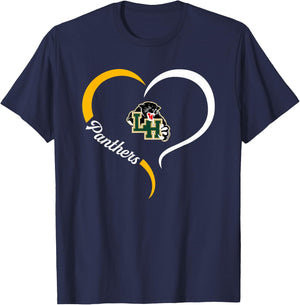 Langston Hughes Panthers Logo Half Heart Slogan HS T-Shirt - T-Shirt | Navy