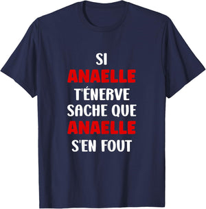 Name Si Anaelle t'énerve Humour first name Anaelle , Black, Female X-Small T-Shirt - T-Shirt | Navy