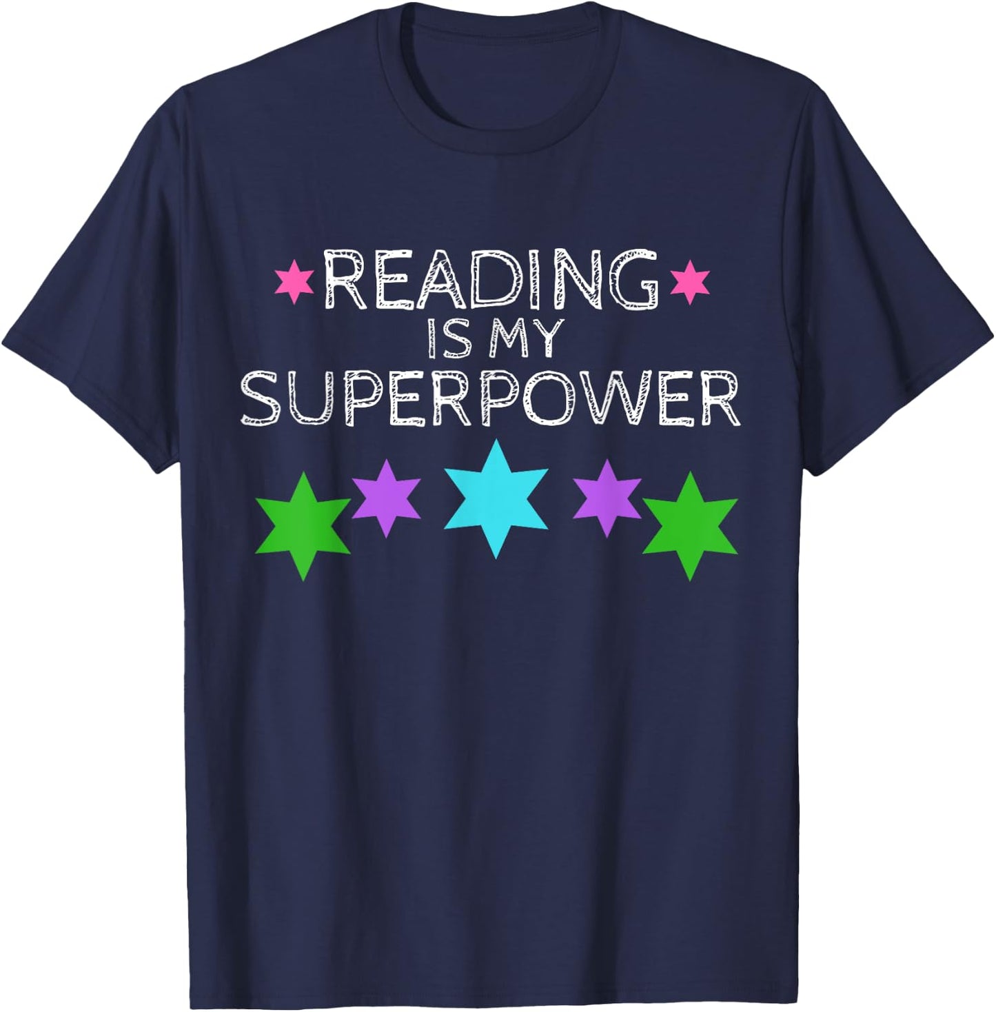 Reading is My Superpower Boy Girl Book Lover Reader T Shirt T-Shirt - T-Shirt | Navy