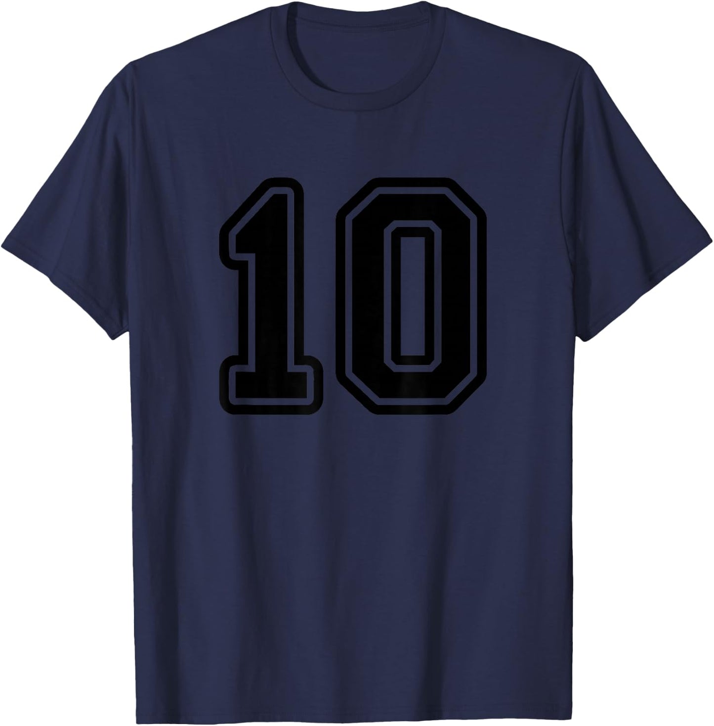 Number #10 Black Sport Varsity Number 10 T-Shirt - T-Shirt | Navy