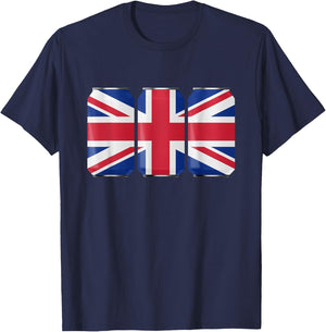 Patriotic Beer Cans England UK w/ British Flag T-Shirt - T-Shirt | Navy