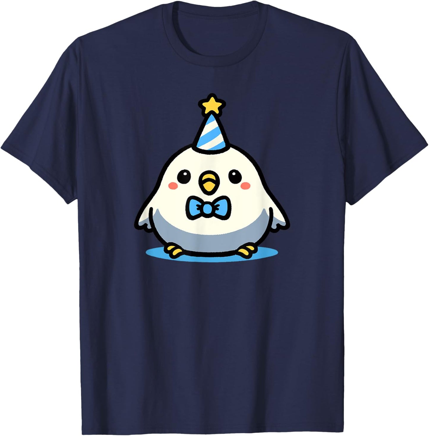 Kawaii Party Budgie Art Cute Parakeet Doodle T-Shirt - T-Shirt | Navy