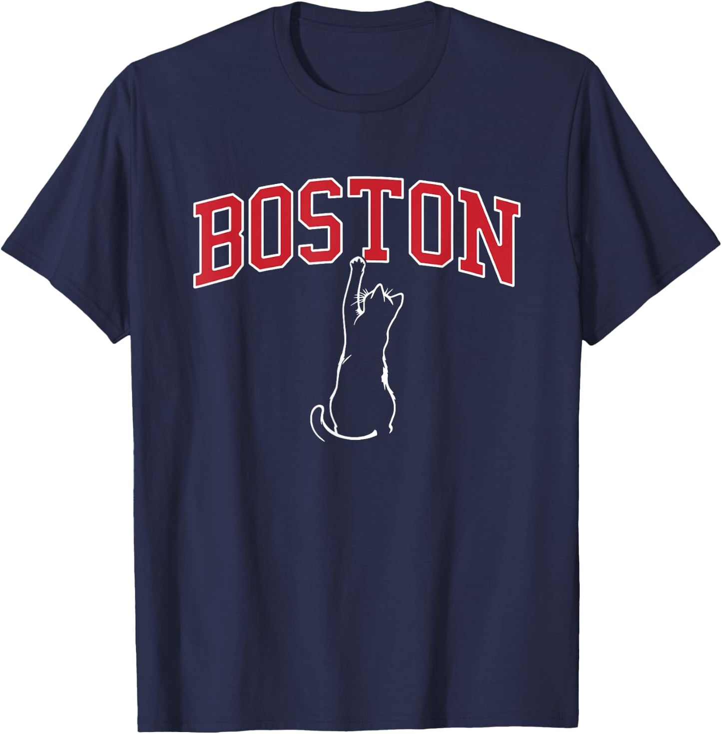 Funny Boston Cat Shirt | Funny Boston Shirt | Boston Kitten Women Girls Kids T-Shirt - T-Shirt | Navy