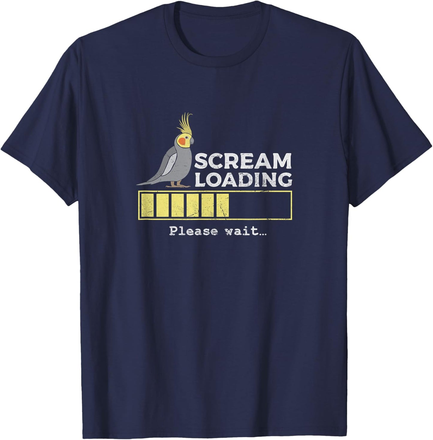 Scream Loading Cockatiel Cockatoo Quarrion Weiro Bird Grunge T-Shirt - T-Shirt | Navy